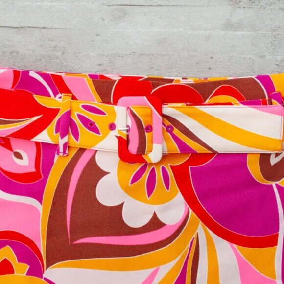 NWT Express High Waisted Retro Paisley Belted Mini Skirt - Picture 8 of 10